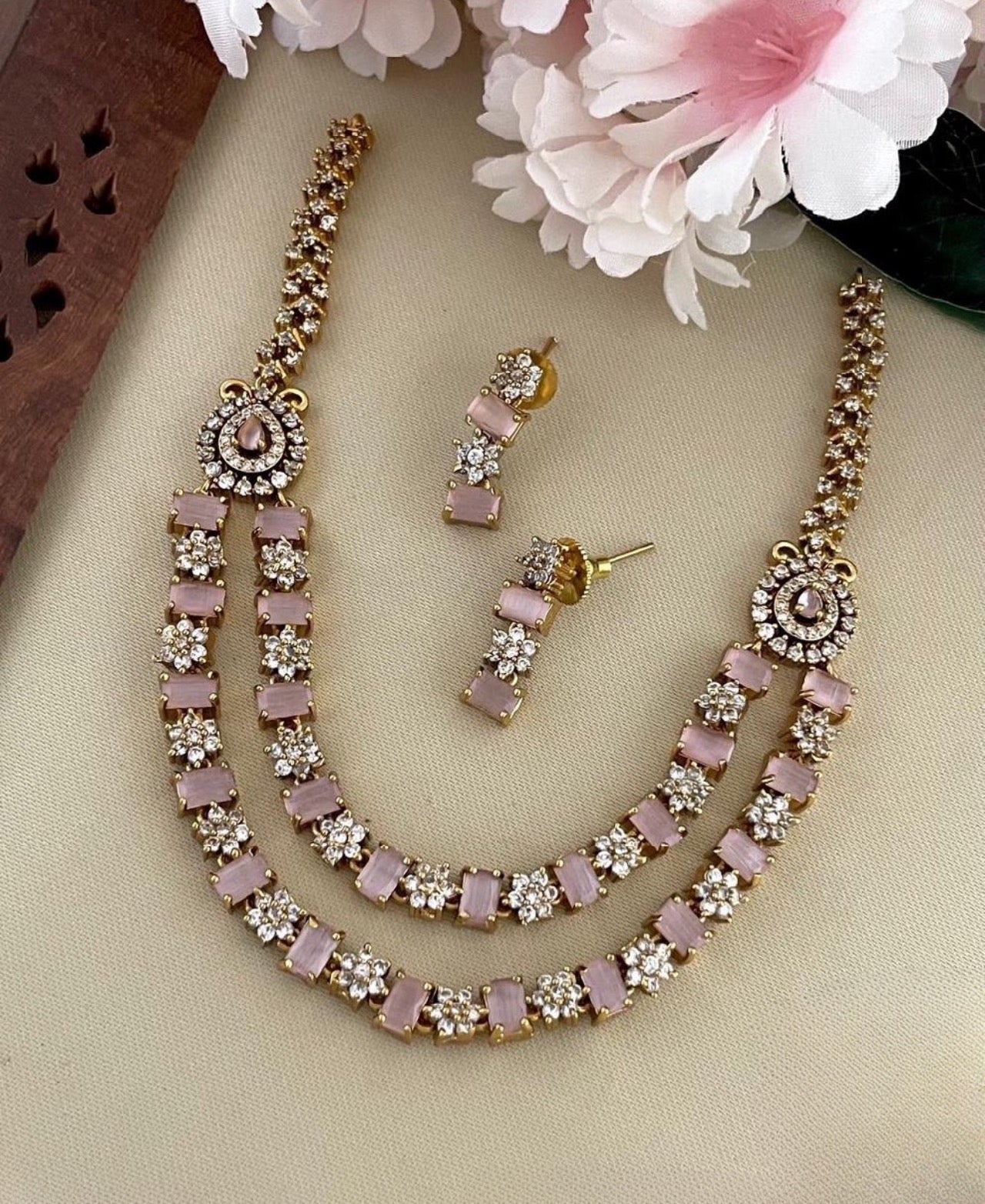 Premium 2layer ad floral necklace product code 856