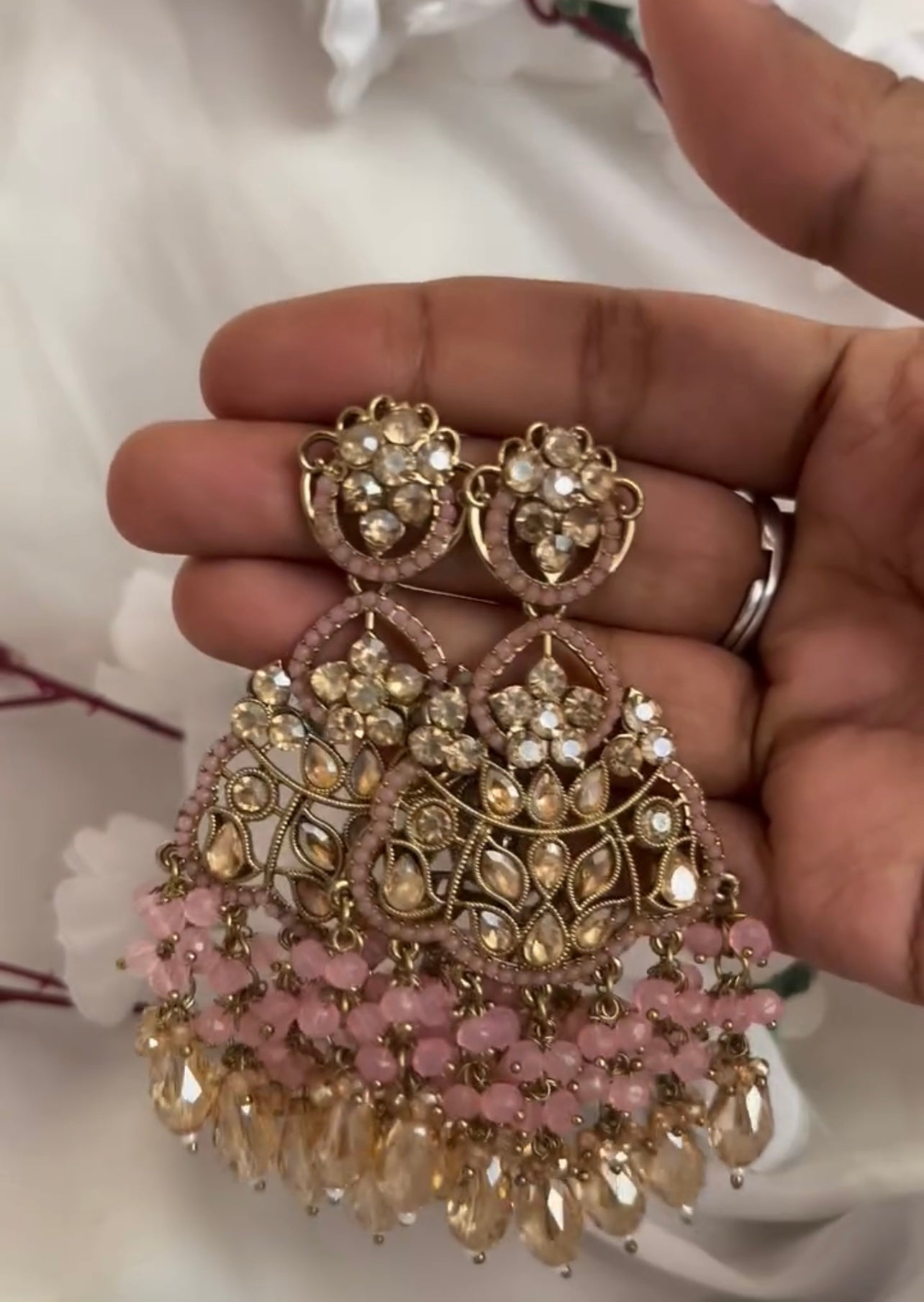 Big Kundan Chandbali earrings product code 41