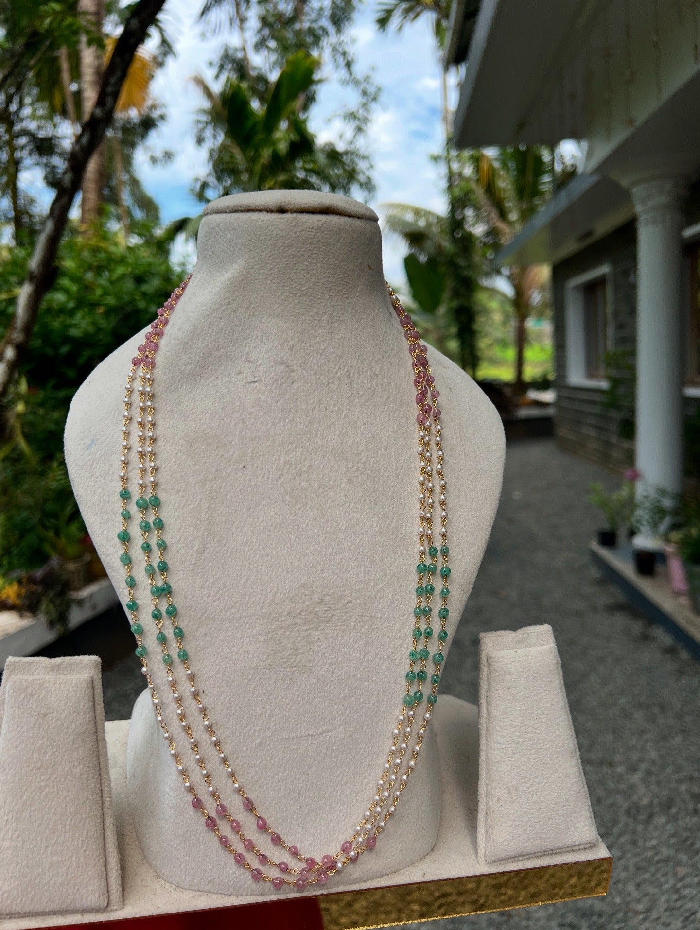 Premium 3 layer Multi color pearl 24inch Mala  product code P15