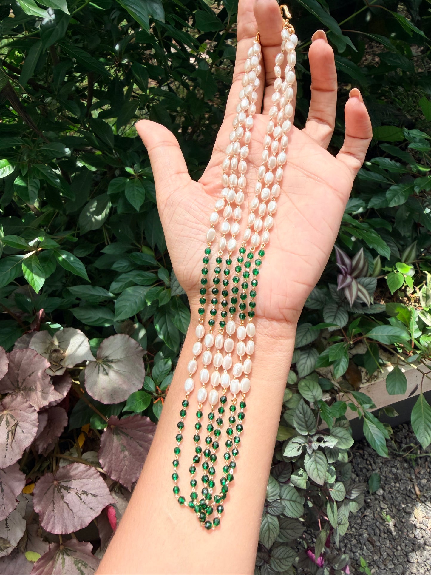 Premium quality 3layer pearl and beads layered necklace product code P120