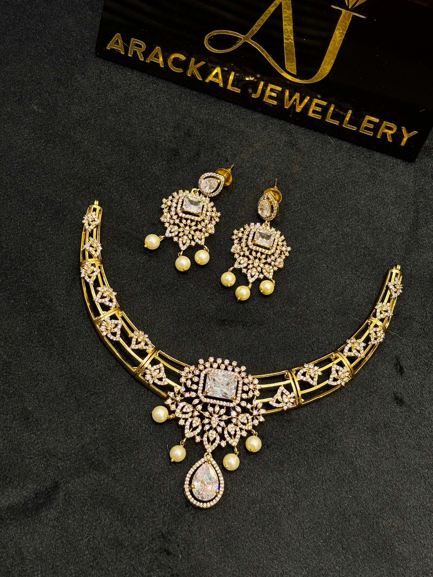 Premium quality ad gold polish bridal necklace product code N249