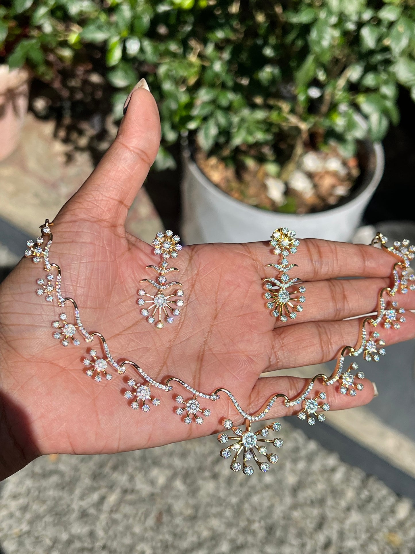 Premium diamond finish bridal necklace product code D48