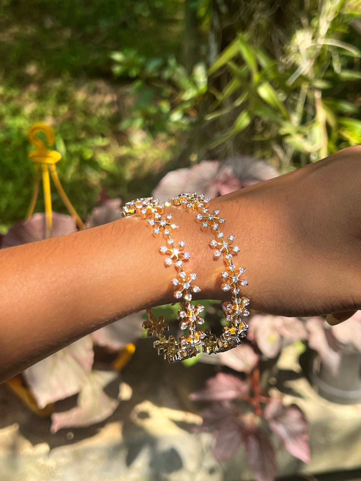 Diamond finish floral bangles product code 140