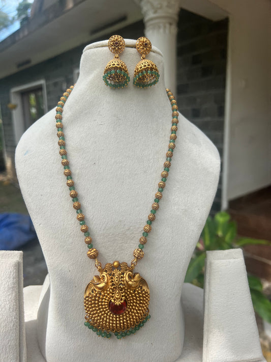 Premium green beads non idol short haram product code N196