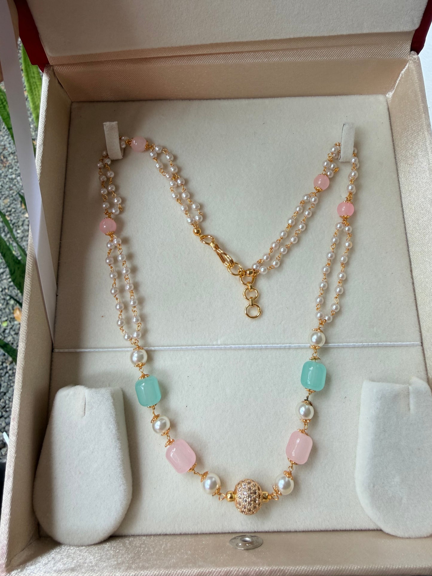Premium gold plated pearl layer necklace product code P161