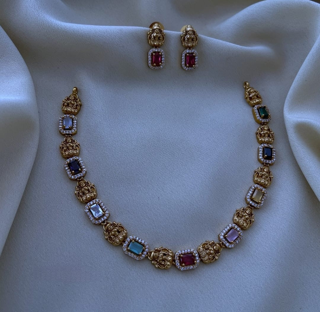 Premium lakshmi Navaratna necklace