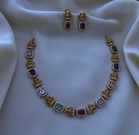 Premium lakshmi Navaratna necklace
