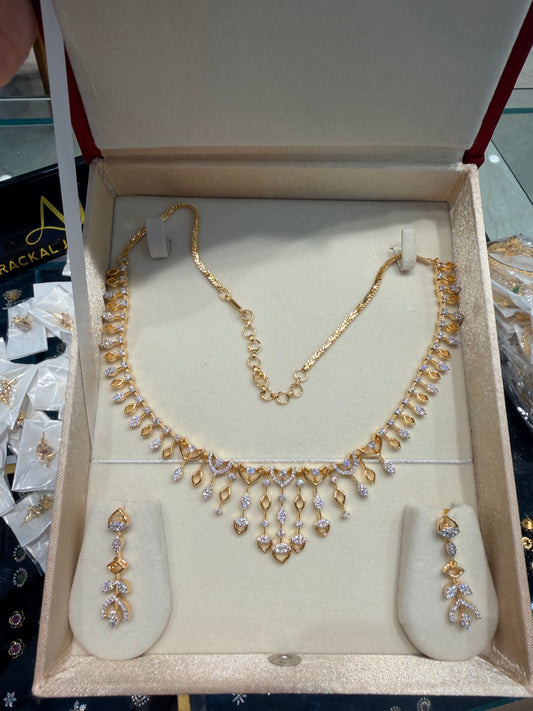 Premium diamond finish bridal necklace set
