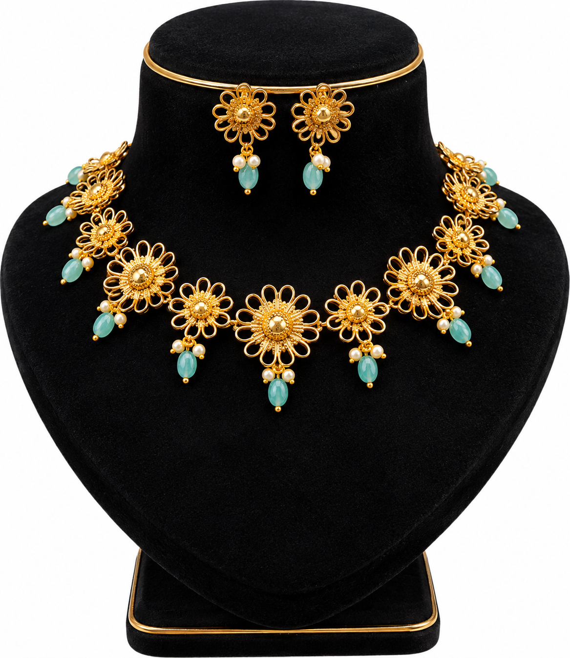 Premium gold plated our signature customised bridal  necklace set D435