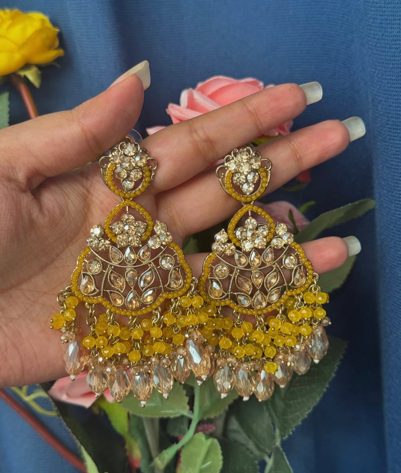 Big Kundan Chandbali earrings product code 41