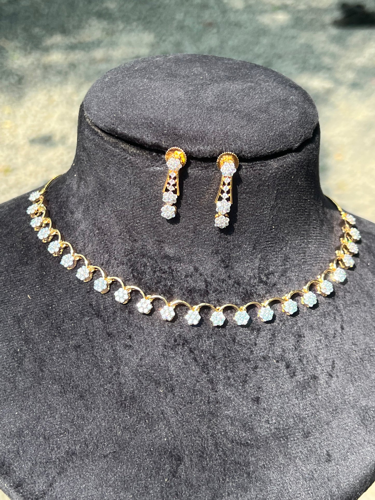 Premium diamond finish necklace set product code D84