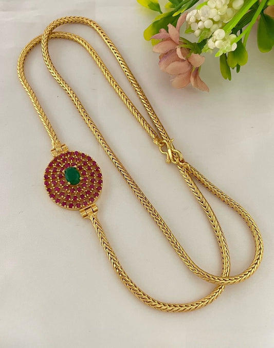 Premium gold plated chain with side locket product code 85
