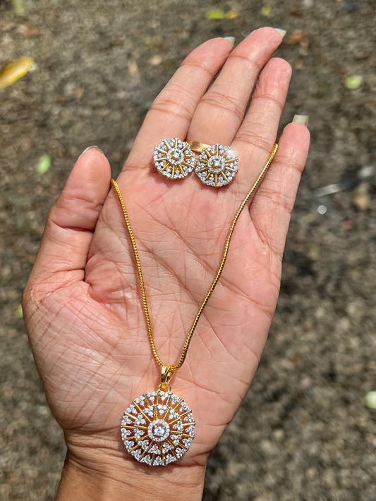 Premium daimond finish pendant set with chain product code 64