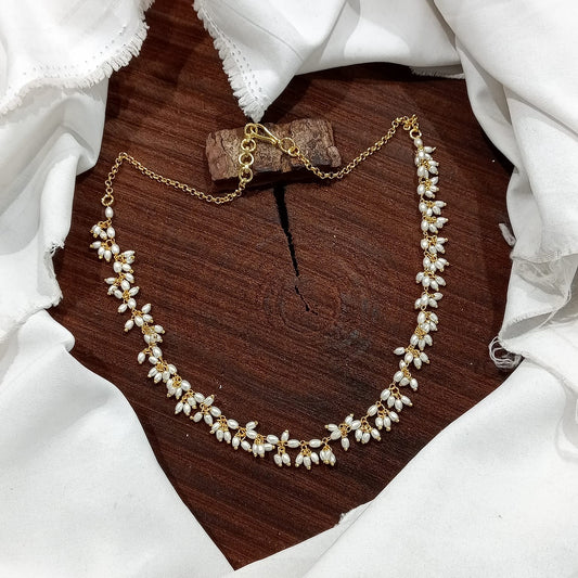 Rice pearl gold plated necklace product Code 1182