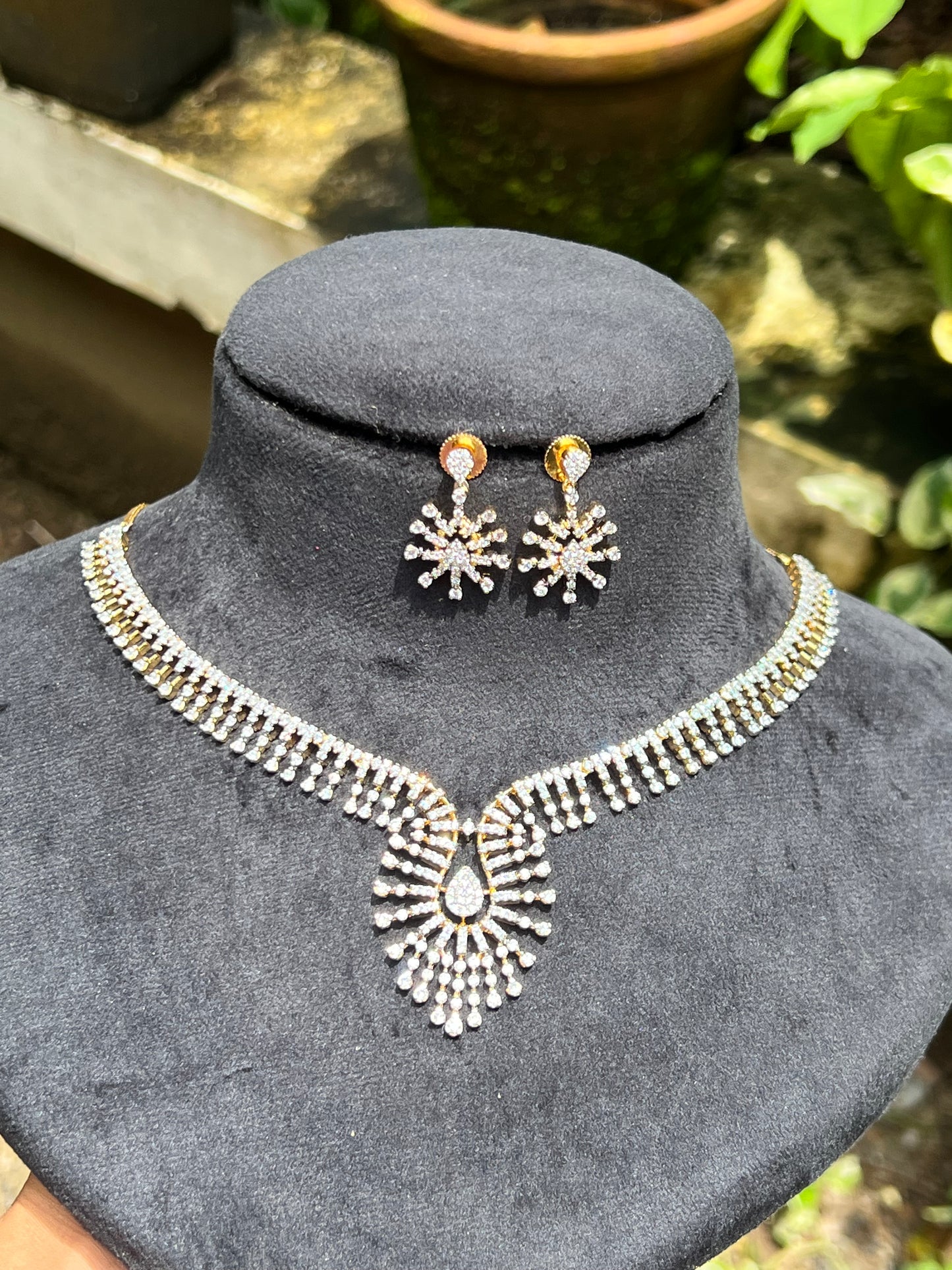 Premium diamond finish bridal necklace product code N75