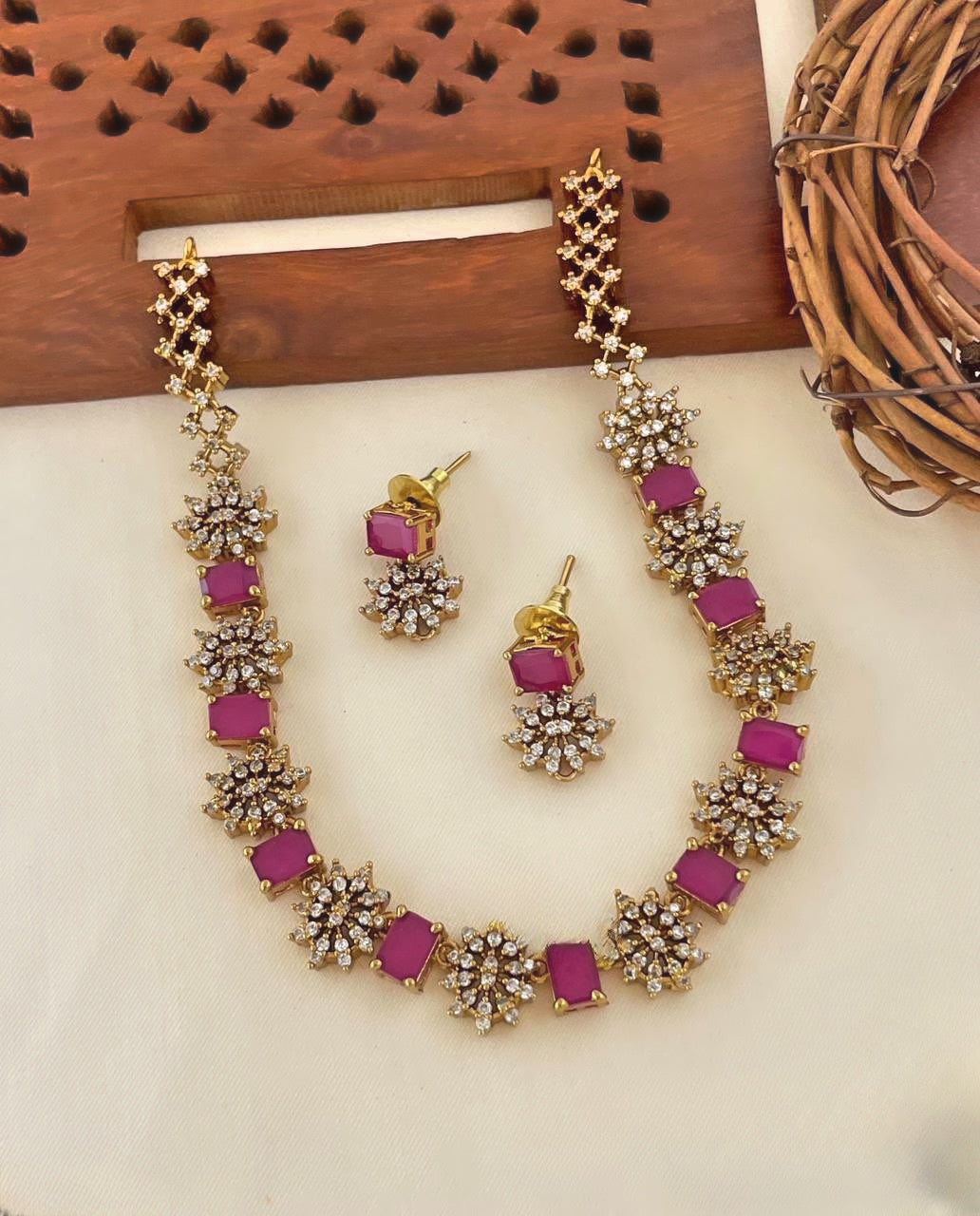 Premium AD Stone Necklace Set