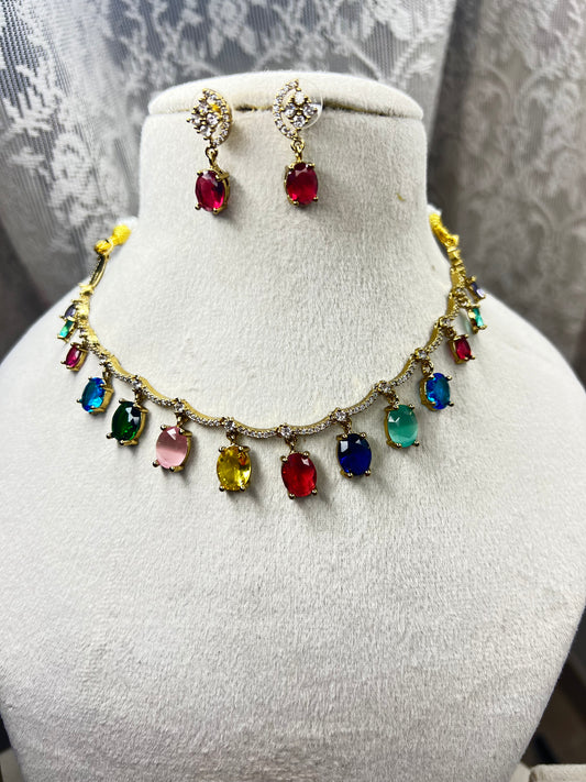 Premium ad multi color dancing stone necklace product code 626