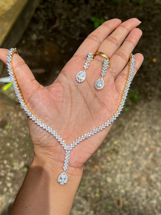 Premium diamond finish bridal necklace product code N76