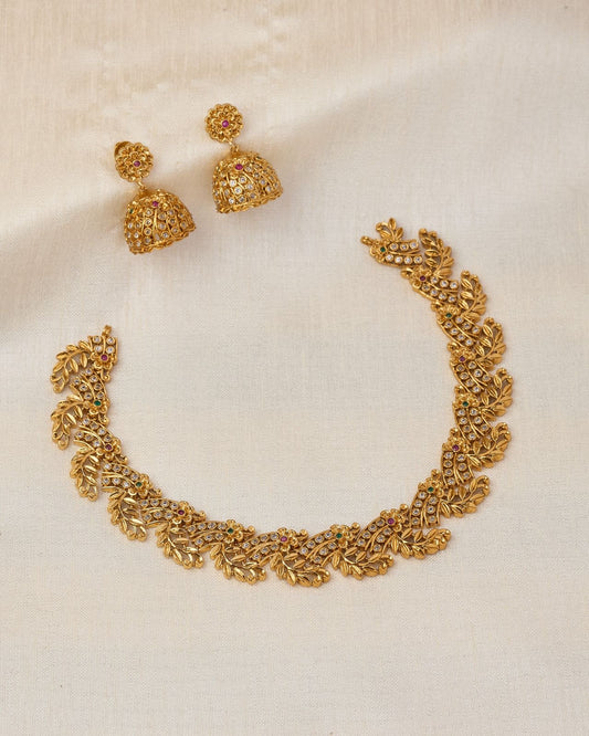Premium designer floral necklace with jhumka product code 001