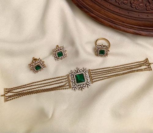 Premium designer choker set with ring product code 89