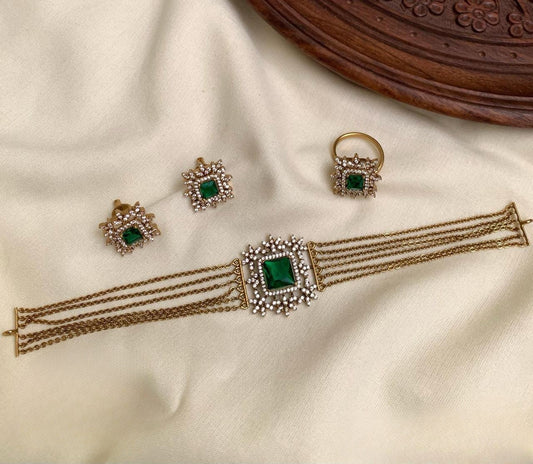 Premium designer choker set with ring product code 89