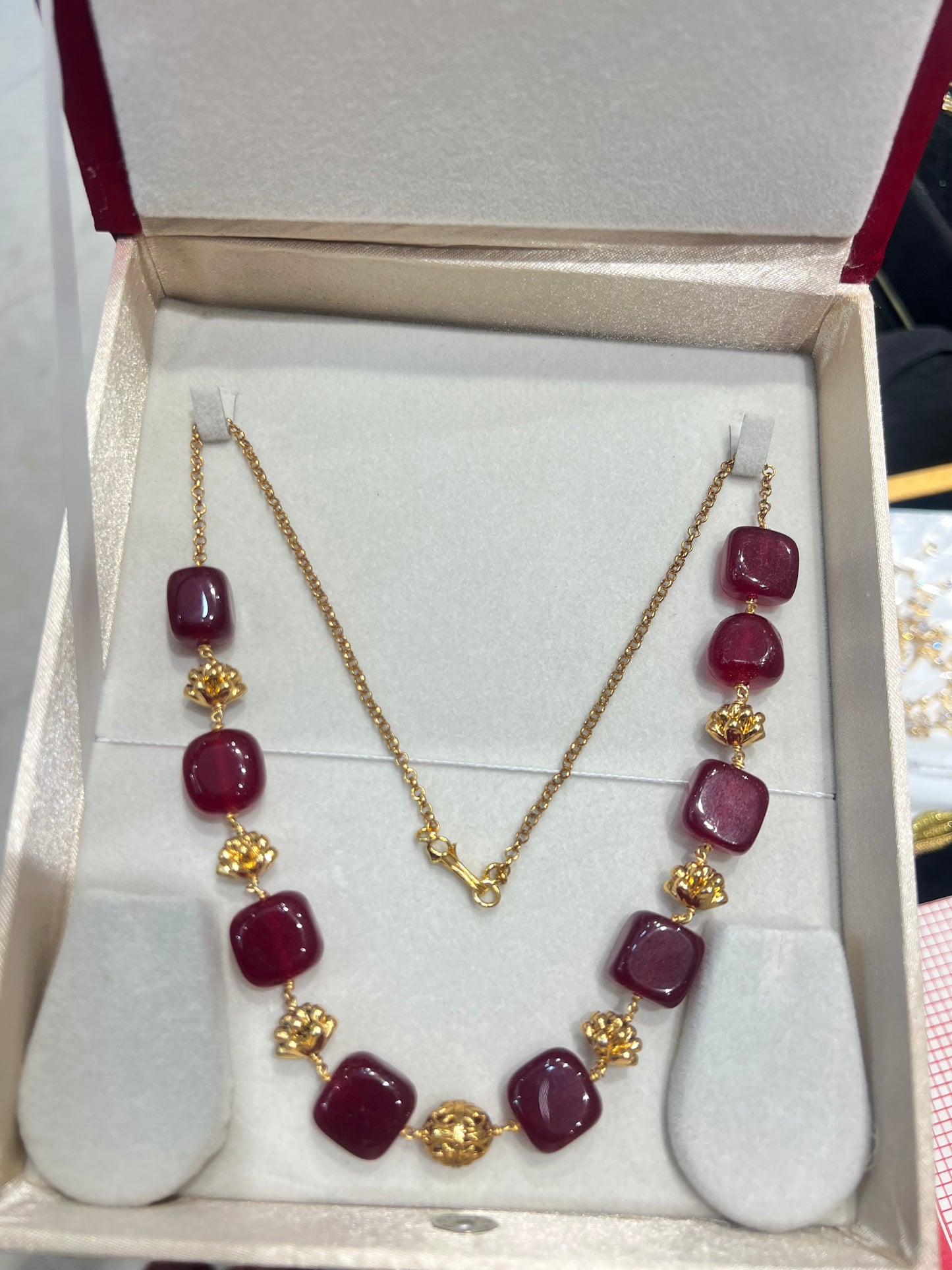 Premium handmade maroon stone  nakshi beads  necklace