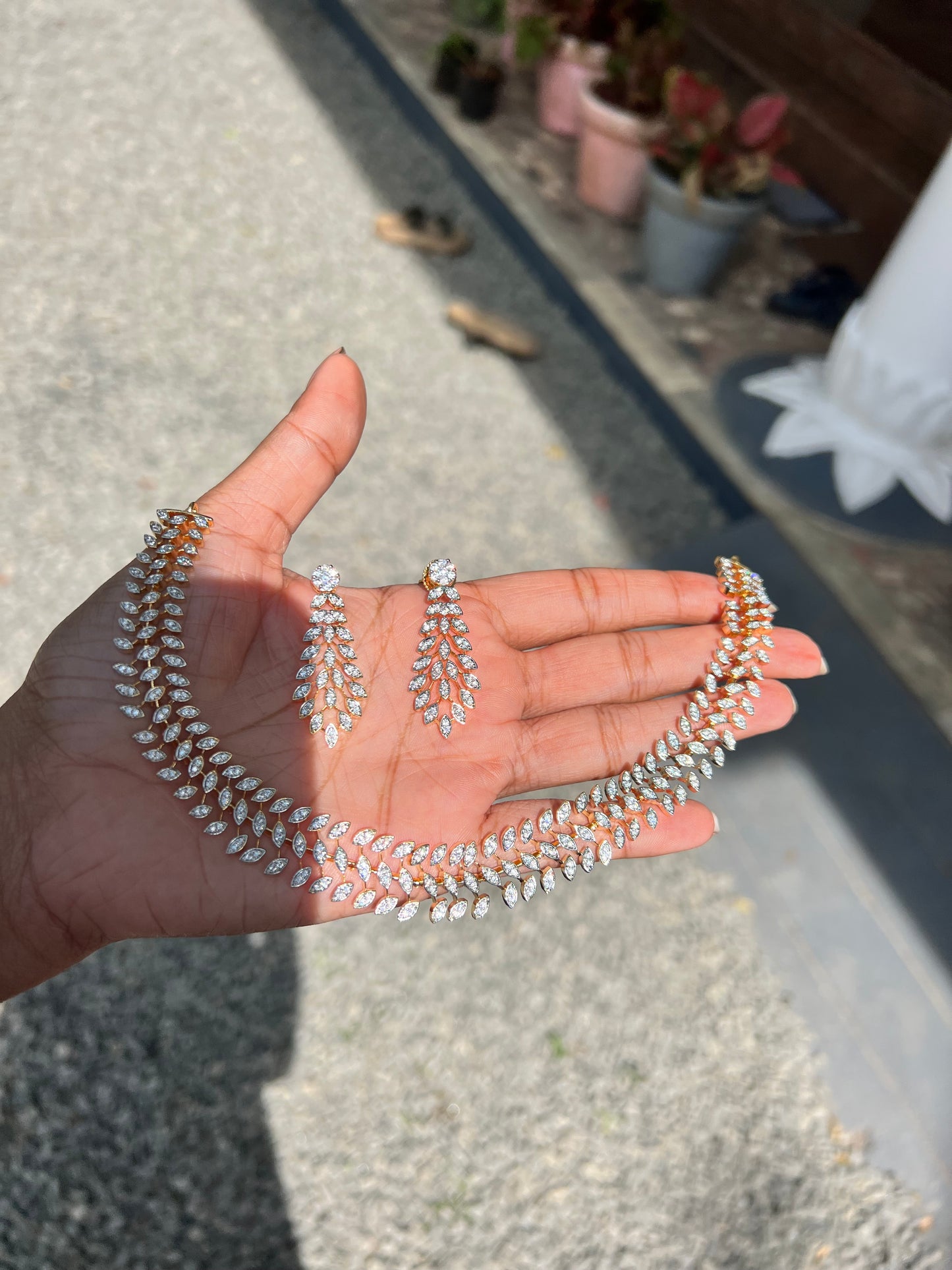 Premium diamond finish bridal necklace product code D23