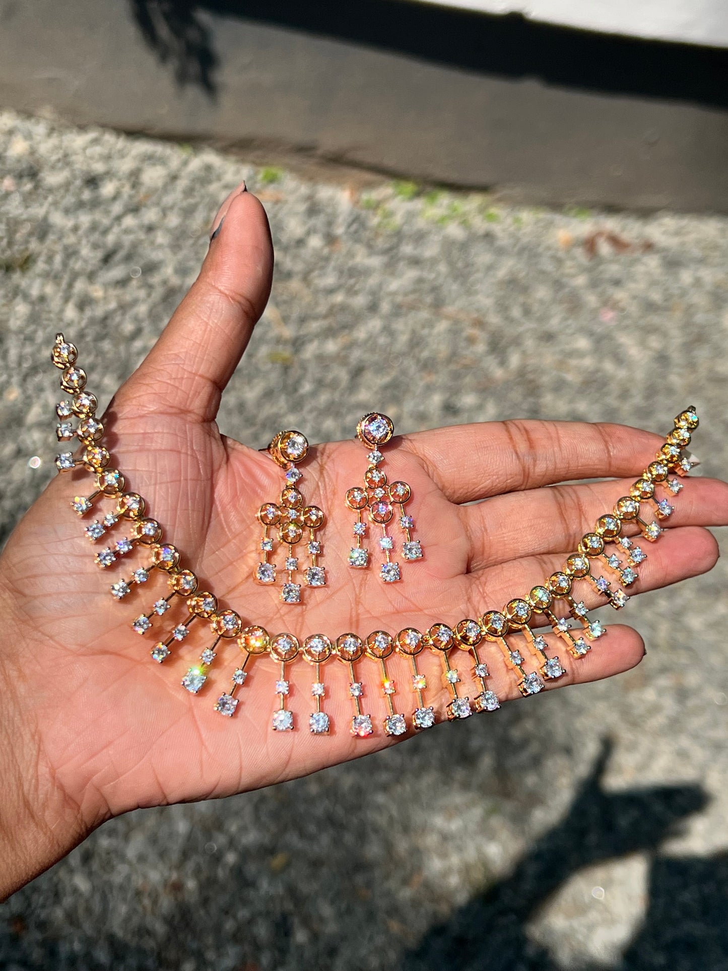 Premium diamond finish bridal necklace product code D34