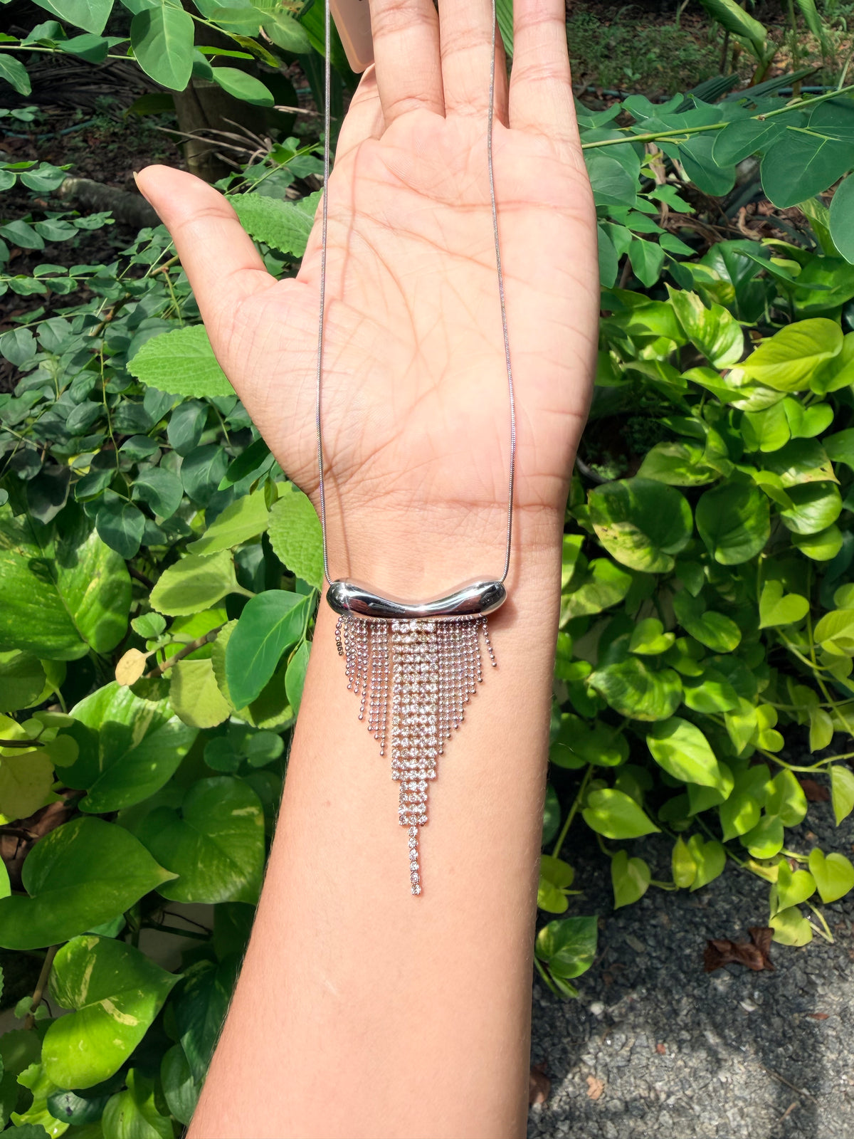 Premium quality anti tarnish stainless steel silver necklace product code AT40
