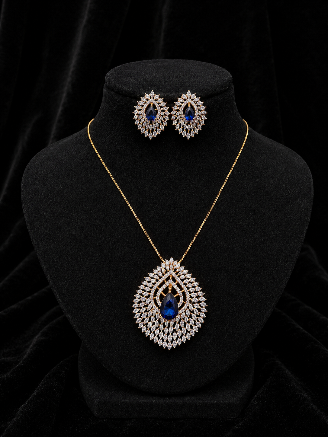 Premium diamond finish party wear pendant set with chain product code D398