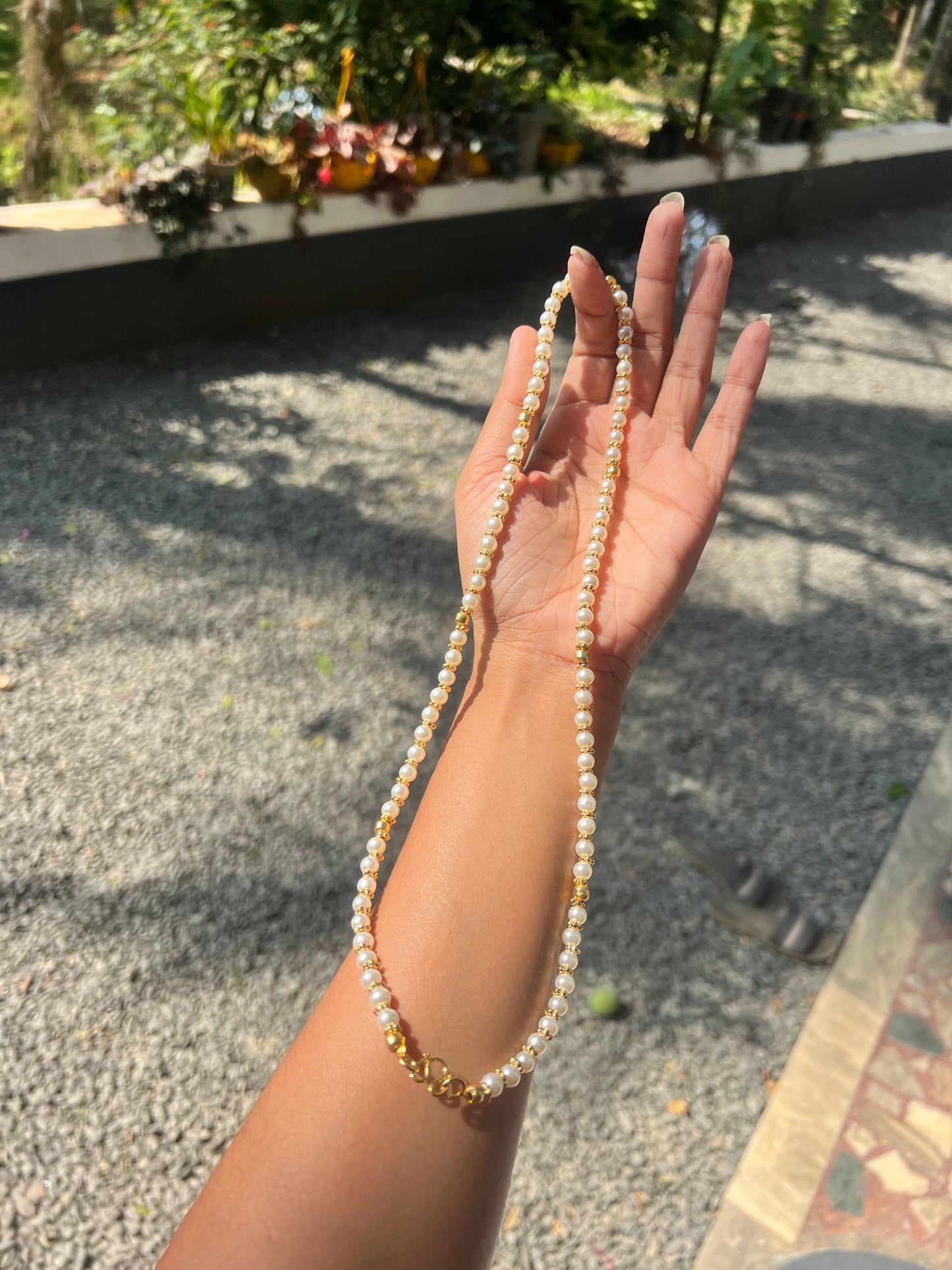 Premium gold plated pearl long chain product code G21