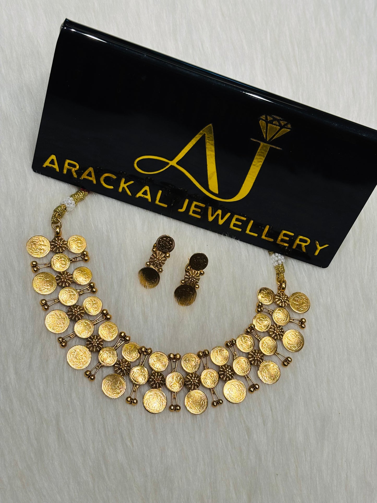 Premium quality matt finish designer  lakshmi devi coin necklace