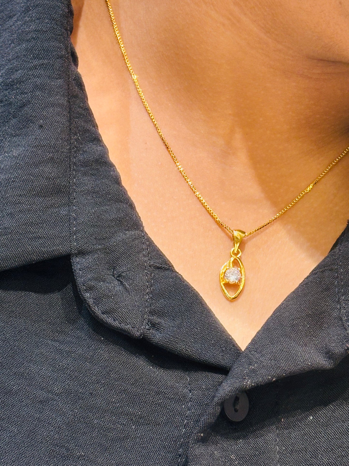 Premium beautiful simple gold plated box chain with cute pendant product code N345