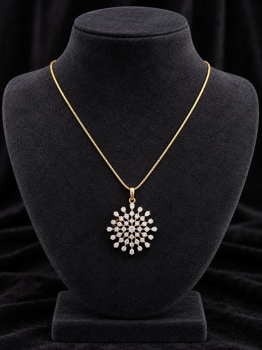 Premium diamond finish pendant with chain product code D402