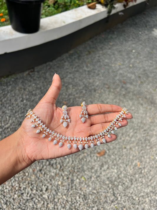 Premium diamond finish bridal necklace