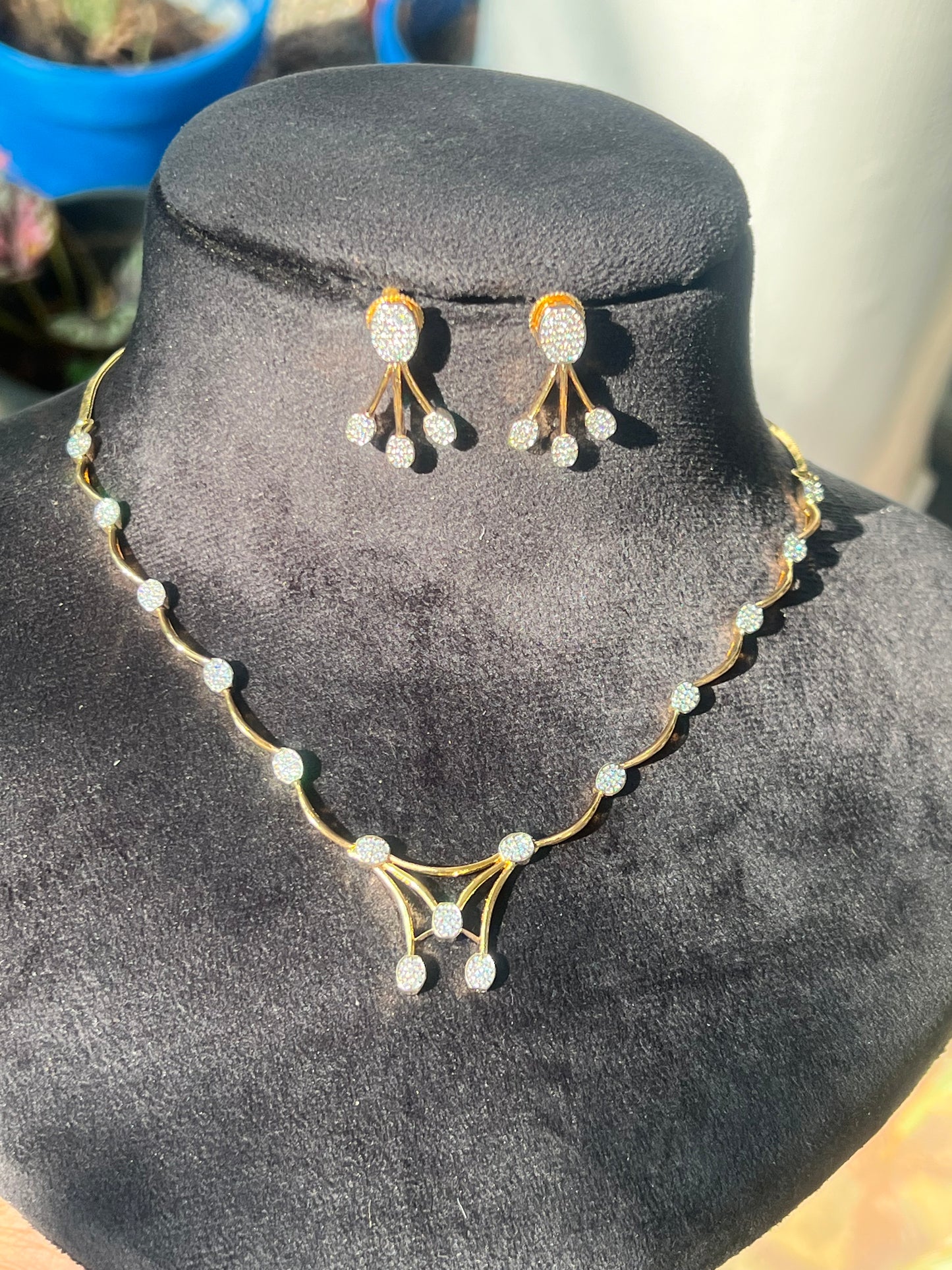 Premium diamond finish bridal necklace set product code D161