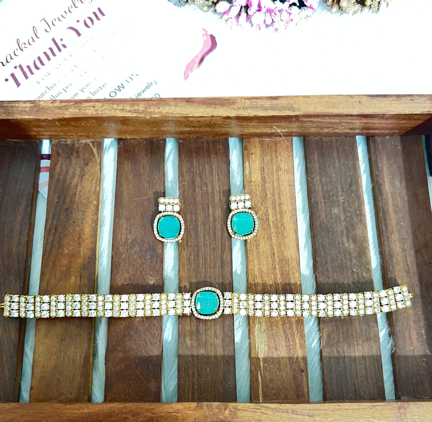 Premium AD Stone Choker Necklace Set product code 447