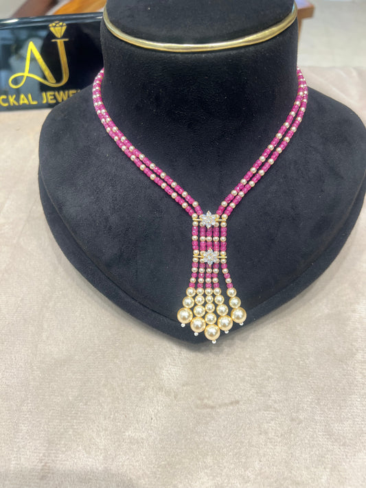 Premium quality precious beads 2layered designer handmade necklace product code P100