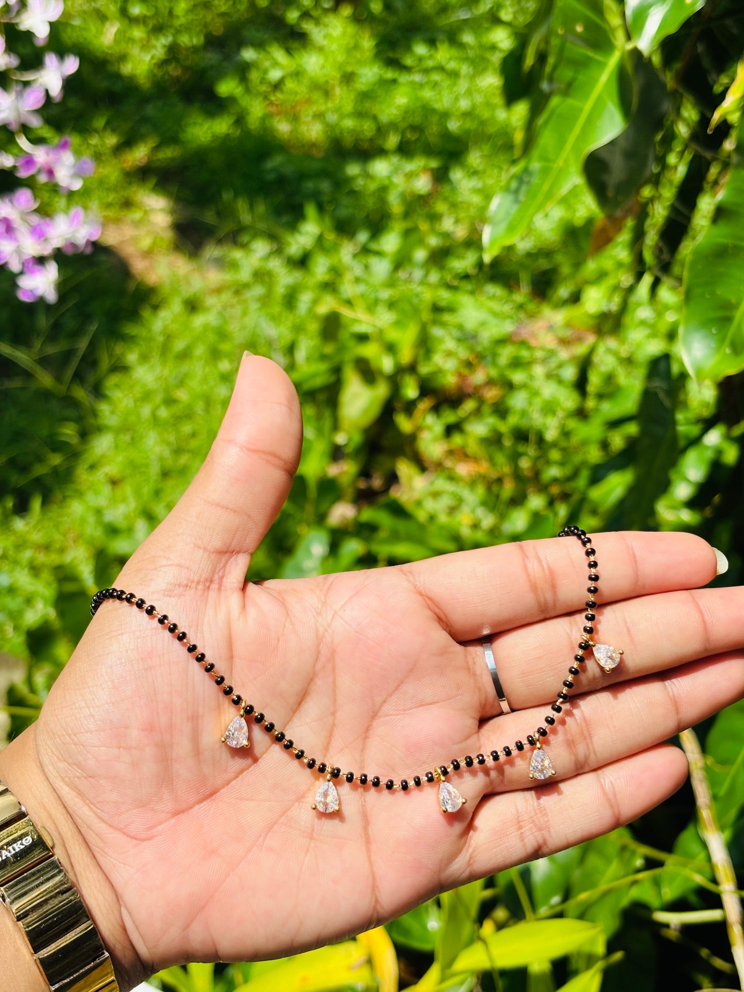 Premium handmade blackbeads simple mangalsutra product code N393