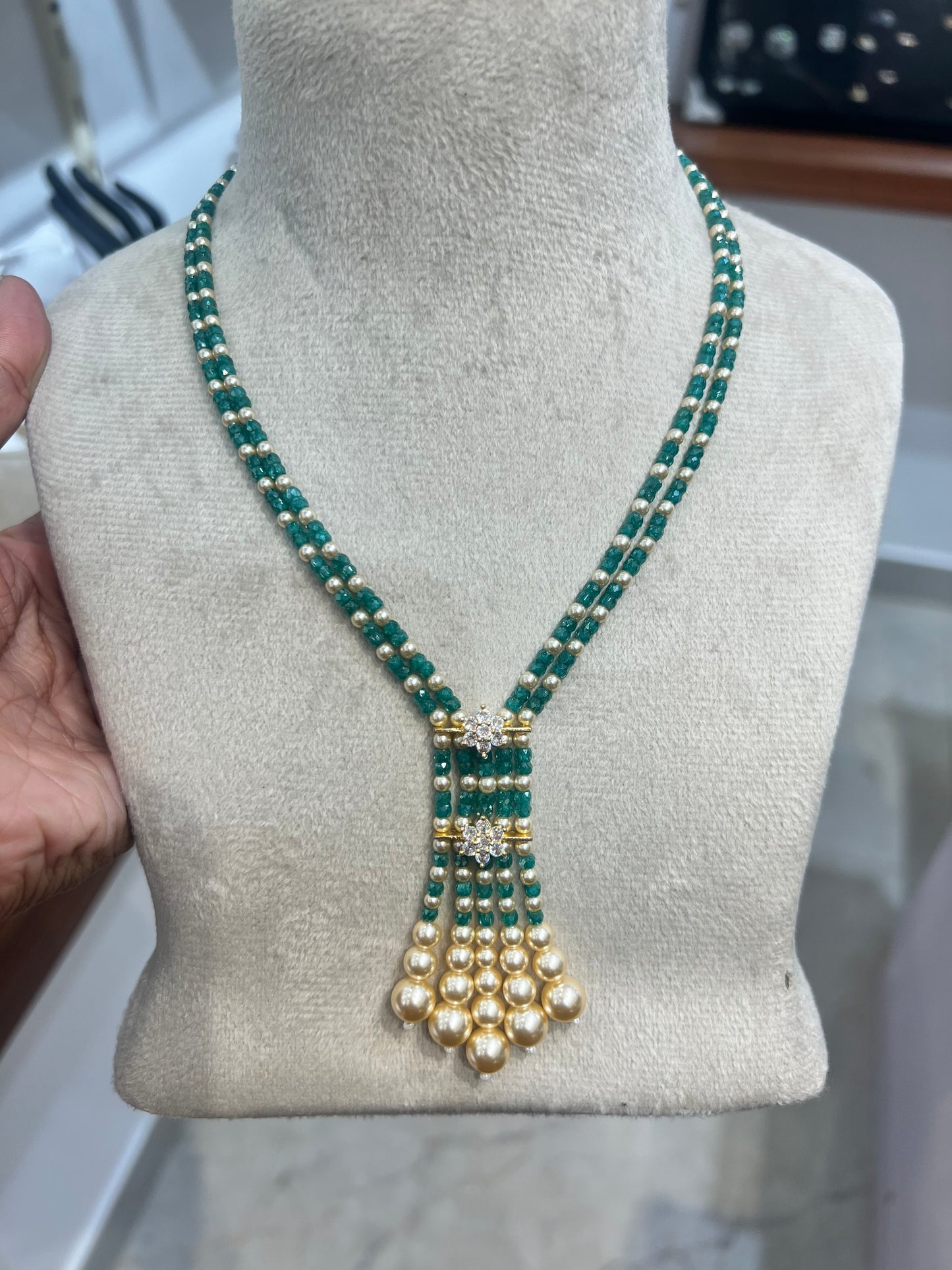 Premium quality precious beads 2layered designer handmade necklace product code P100