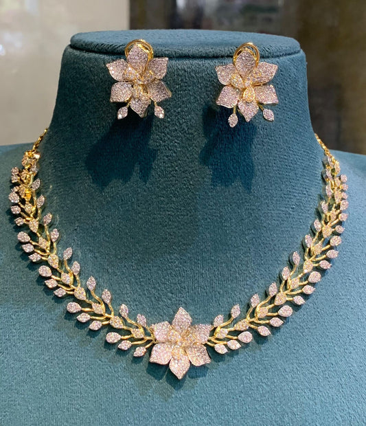 Premium bridal diamond finish necklace product code 530