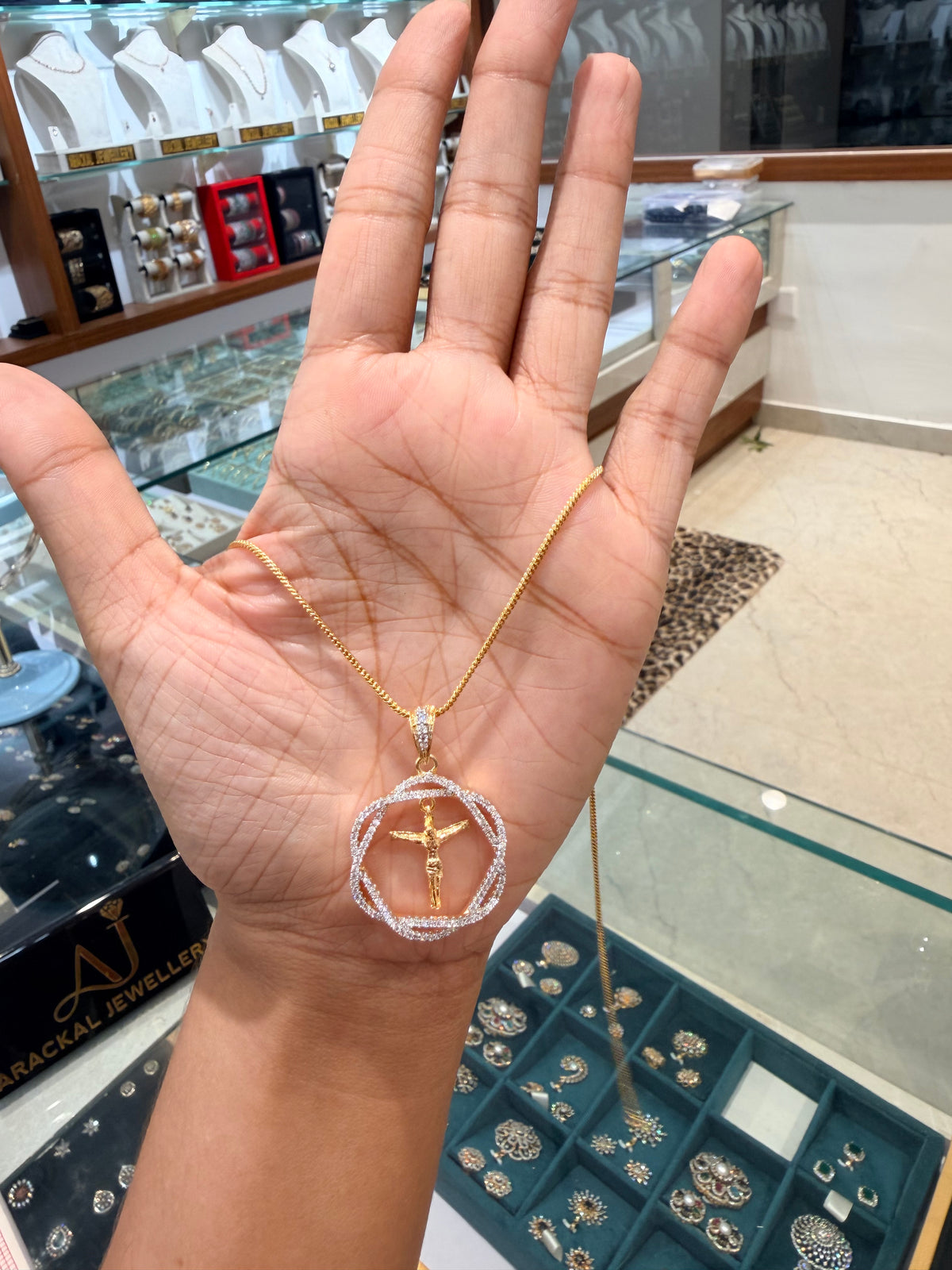 Premium our own customized Christmas special diamond finish party wear ad cross pendant product code D440