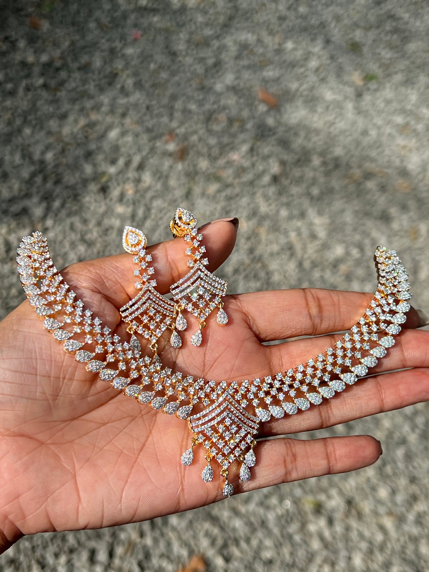 Premium diamond finish bridal necklace product code D30