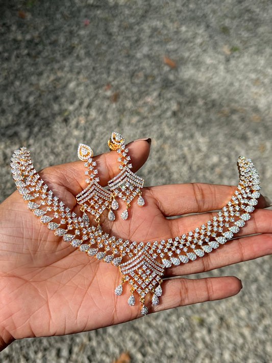 Premium diamond finish bridal necklace product code D30