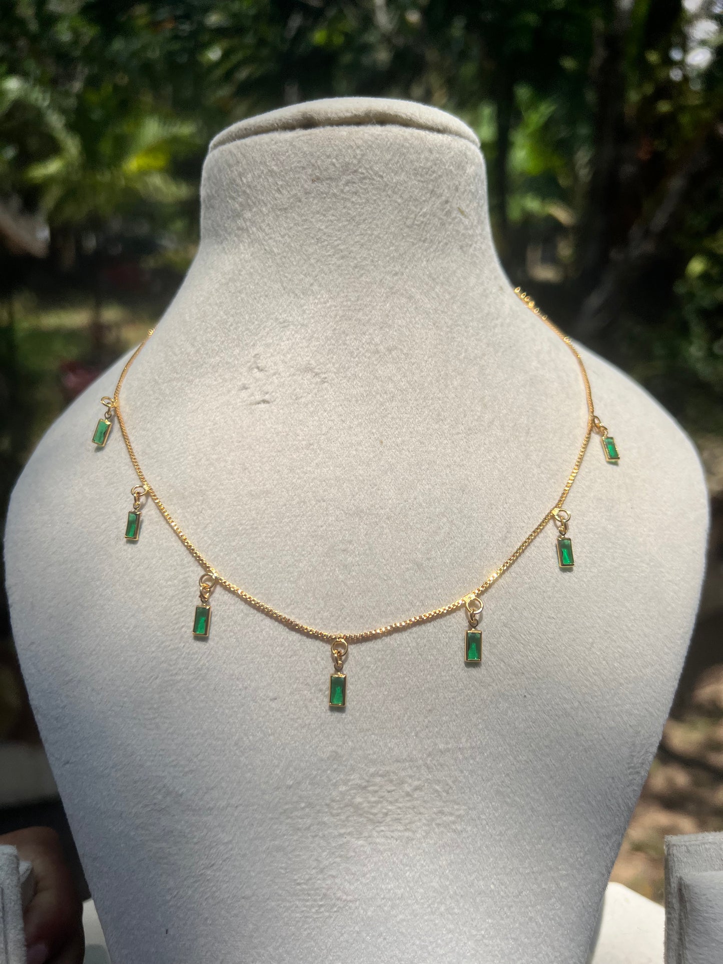 Gold plated trending stone drops necklace product code 1036