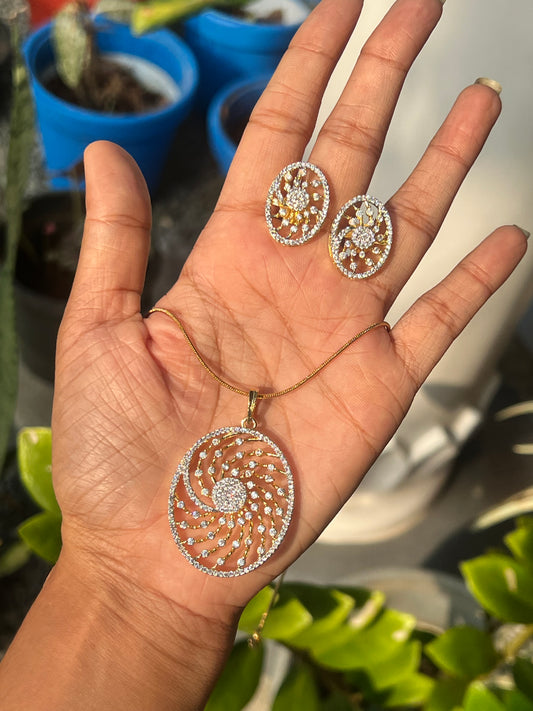 Premium party wear diamond finish pendant set product code D120