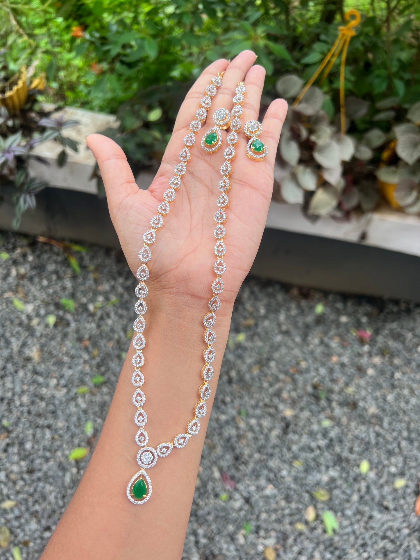 Premium diamond finish cz GJ polish long bridal haram product code H94