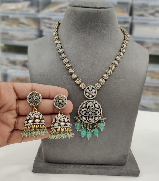 Kundan polki beautiful neck piece with jhumka product code 1288
