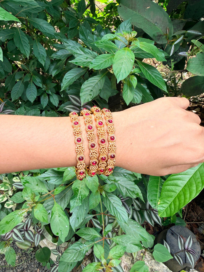 Premium antique gold bangles set of 4