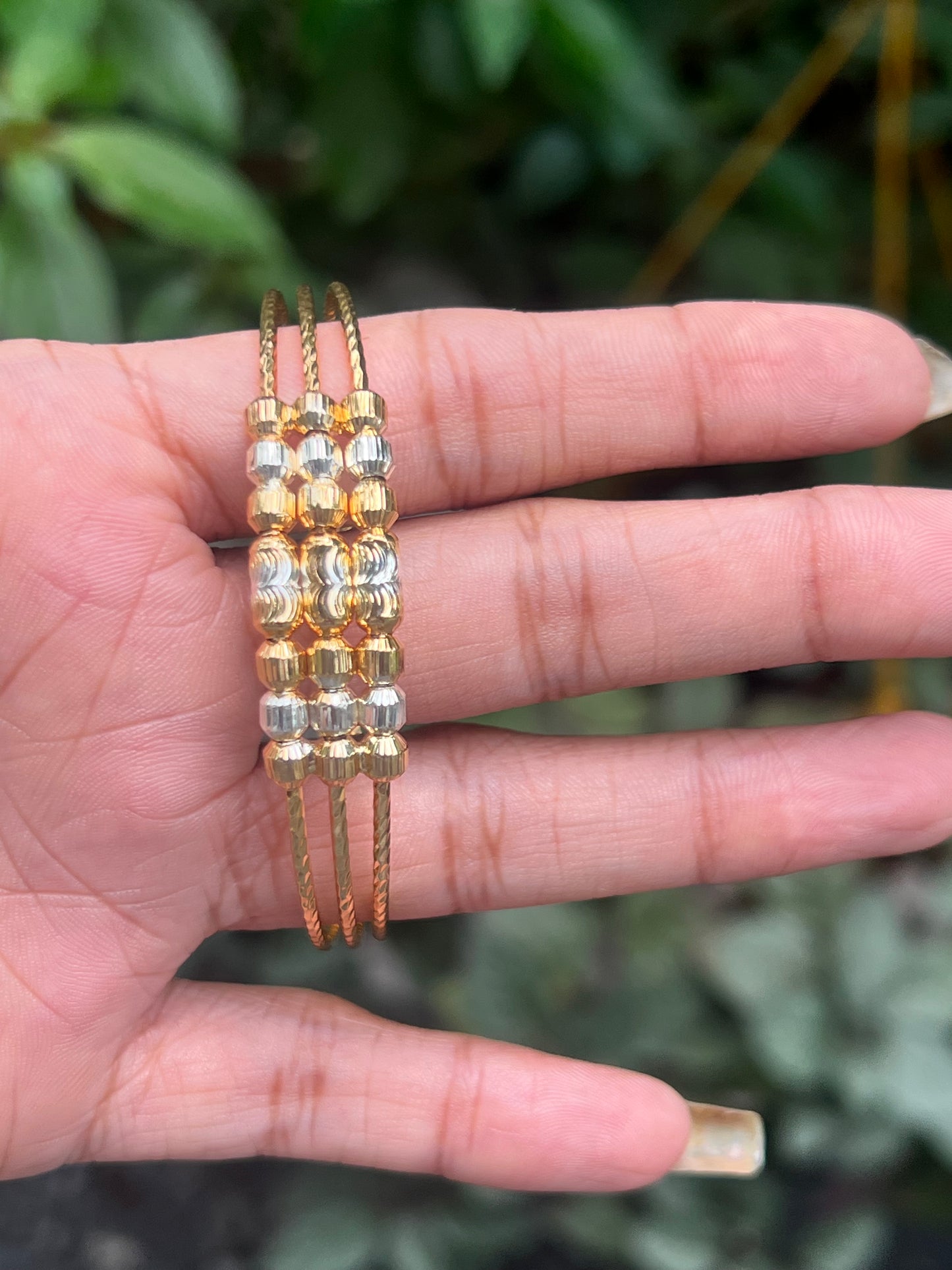 Premium gold plated 3layer twisted twotone bangle product code G66